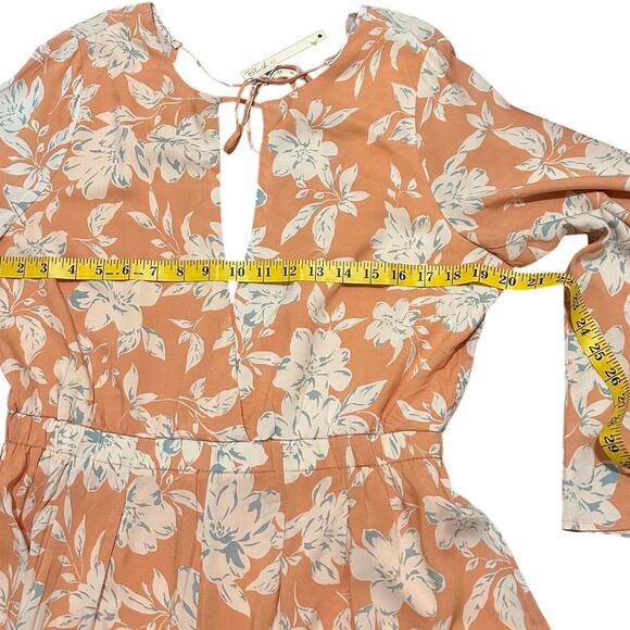 Blush BJ Boho Trendy Romper Peach Floral Shorts, Size 1XL or 16, NWOT - Picture 4 of 11